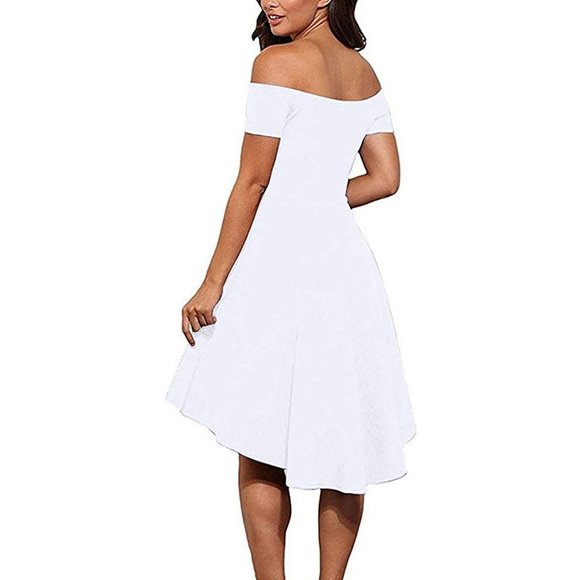 New Sarin Mathews Womens Off The Shoulder Short Sleeve High Low Cocktail… - Picture 1 of 16